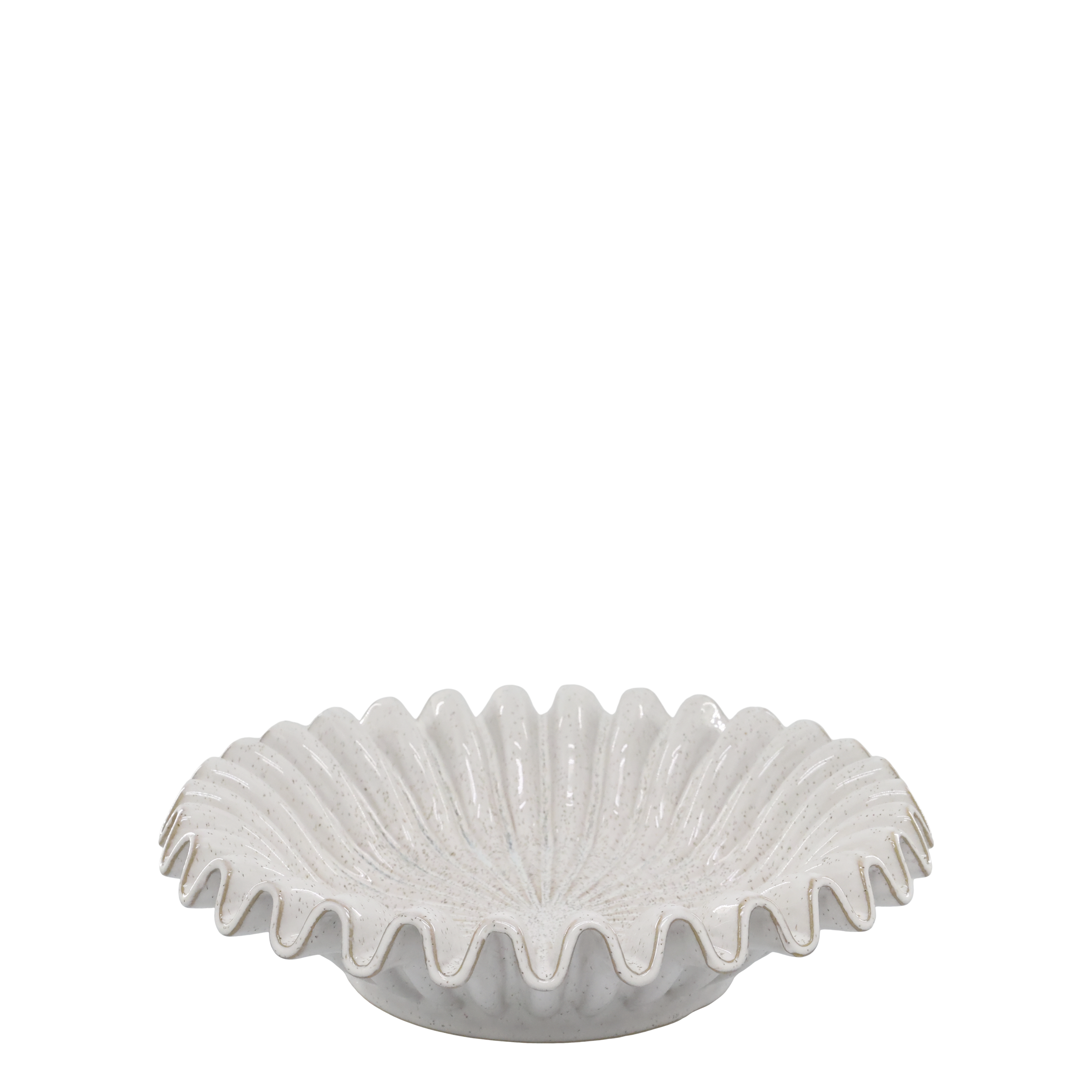 Steingut Schale mit geriffelter Kante cremeweiß - Durchmesser 35 cm