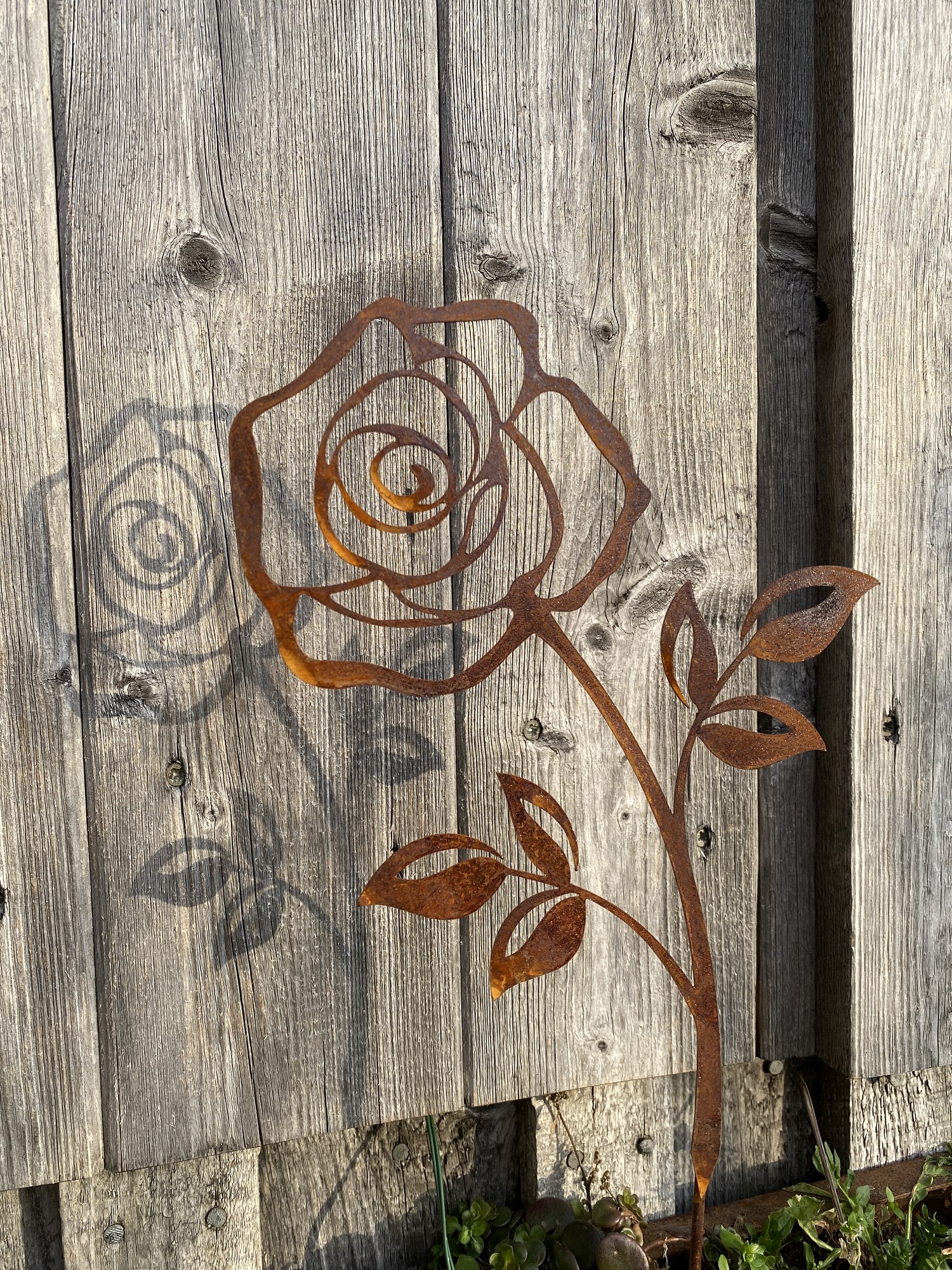 Edelrost Rose klein filigran zum Stecken - Höhe 17 cm (ohne Stab)