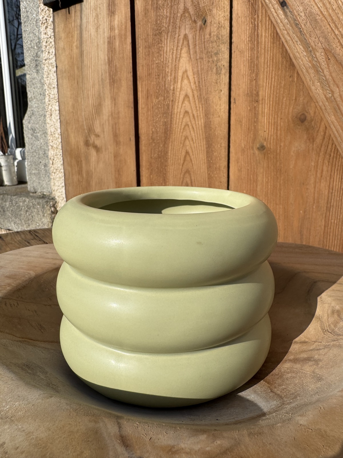 Keramik Übertopf Chubby groß hellgrün - Durchmesser 14,5 cm