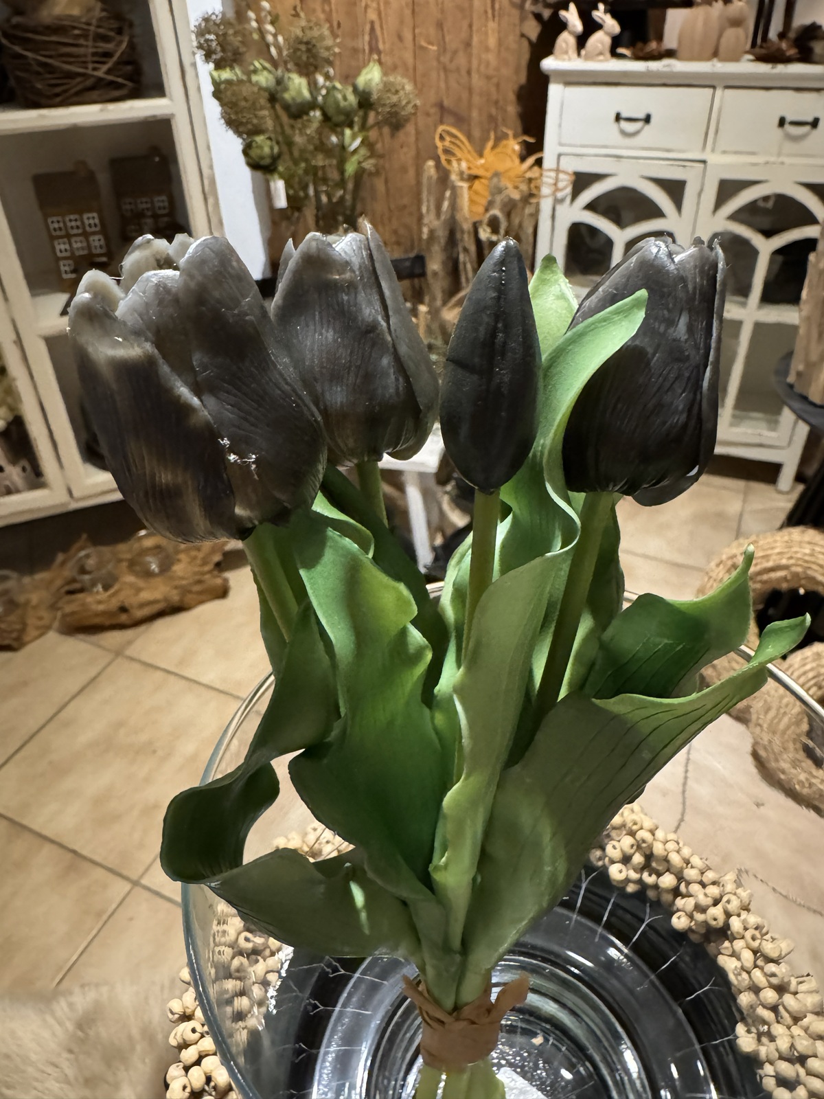 Bund Tulpen schwarz mit 5 Blüten soft touch - Höhe ca. 30 cm