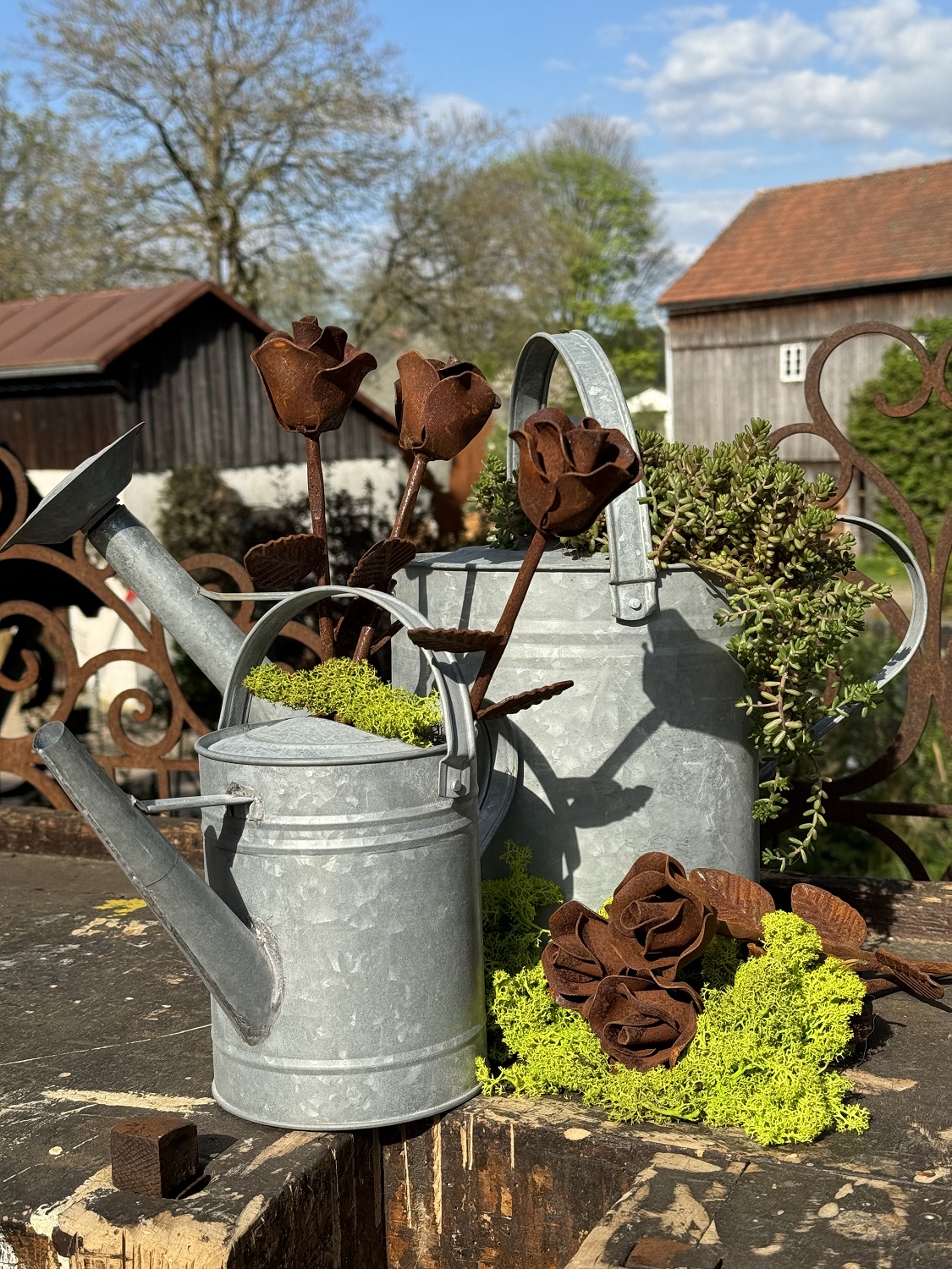 Zink Gießkanne mittel 6,5 Liter mit Brausekopf Liter - Höhe 29 cm