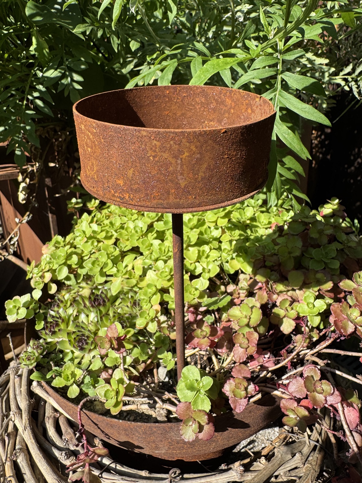 Edelrost Mini Schale auf Stab - Höhe 25 cm