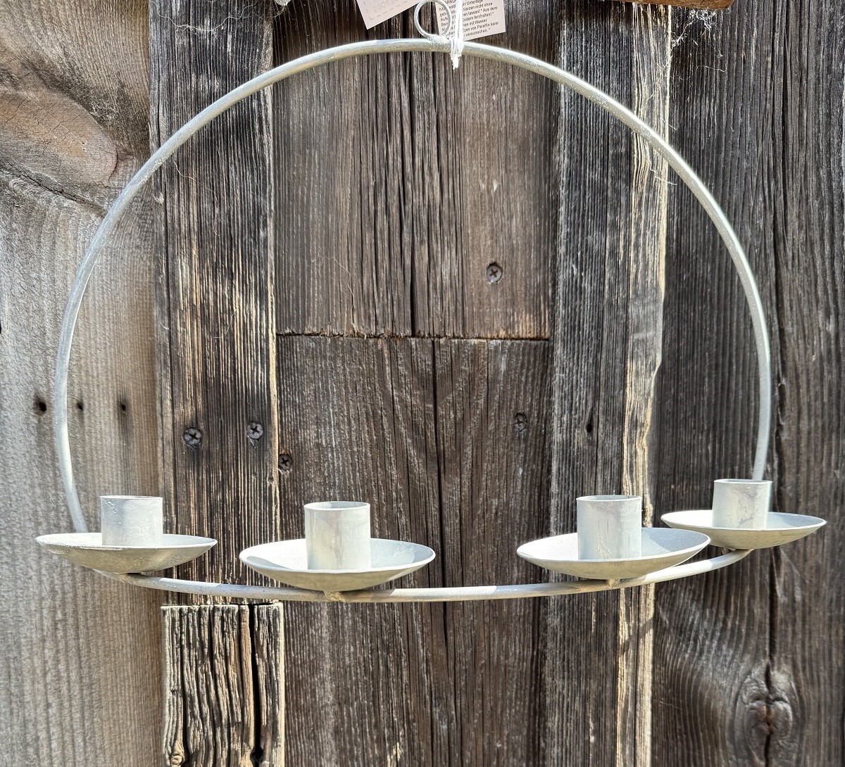 Kerzenhalter Ring für die Wand mit 4 Kerzenhaltern grau - Höhe 25 cm