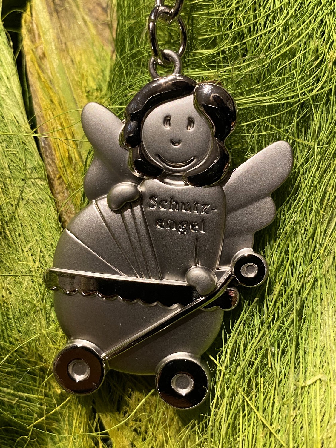 Schlüsselanhänger Schutzengel Baby Silber matt - Höhe ohne Kette 6 cm