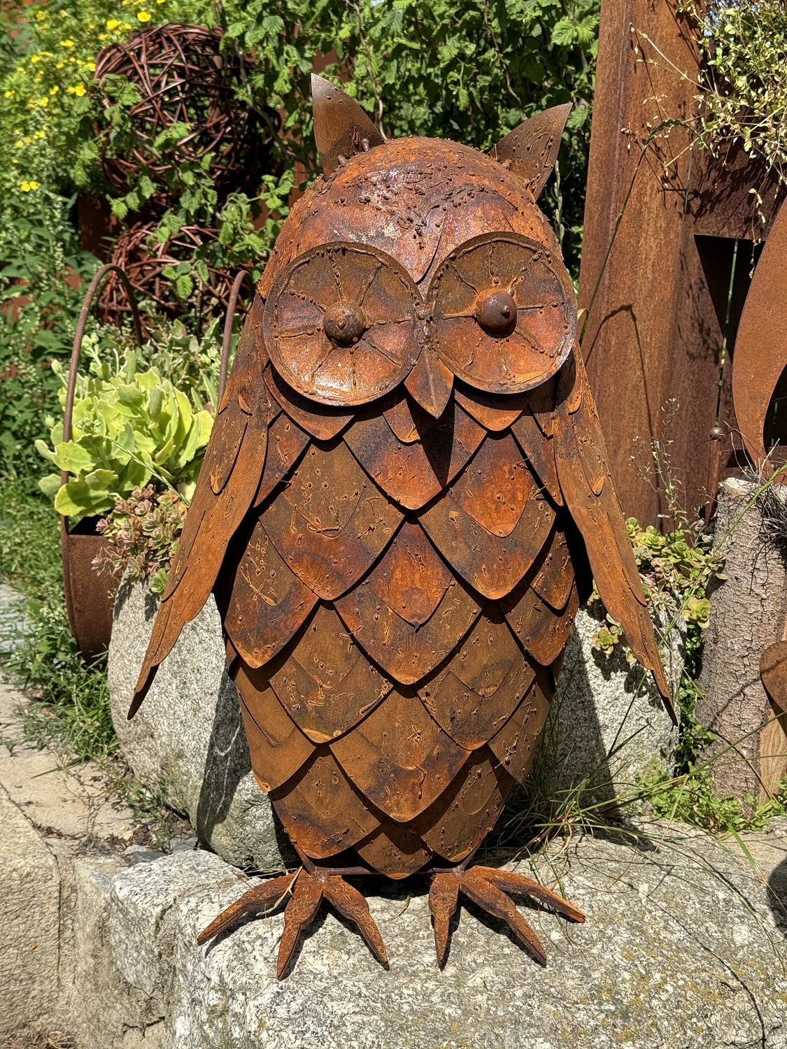 Edelrost Eule groß 3D Optik - Höhe 60 cm