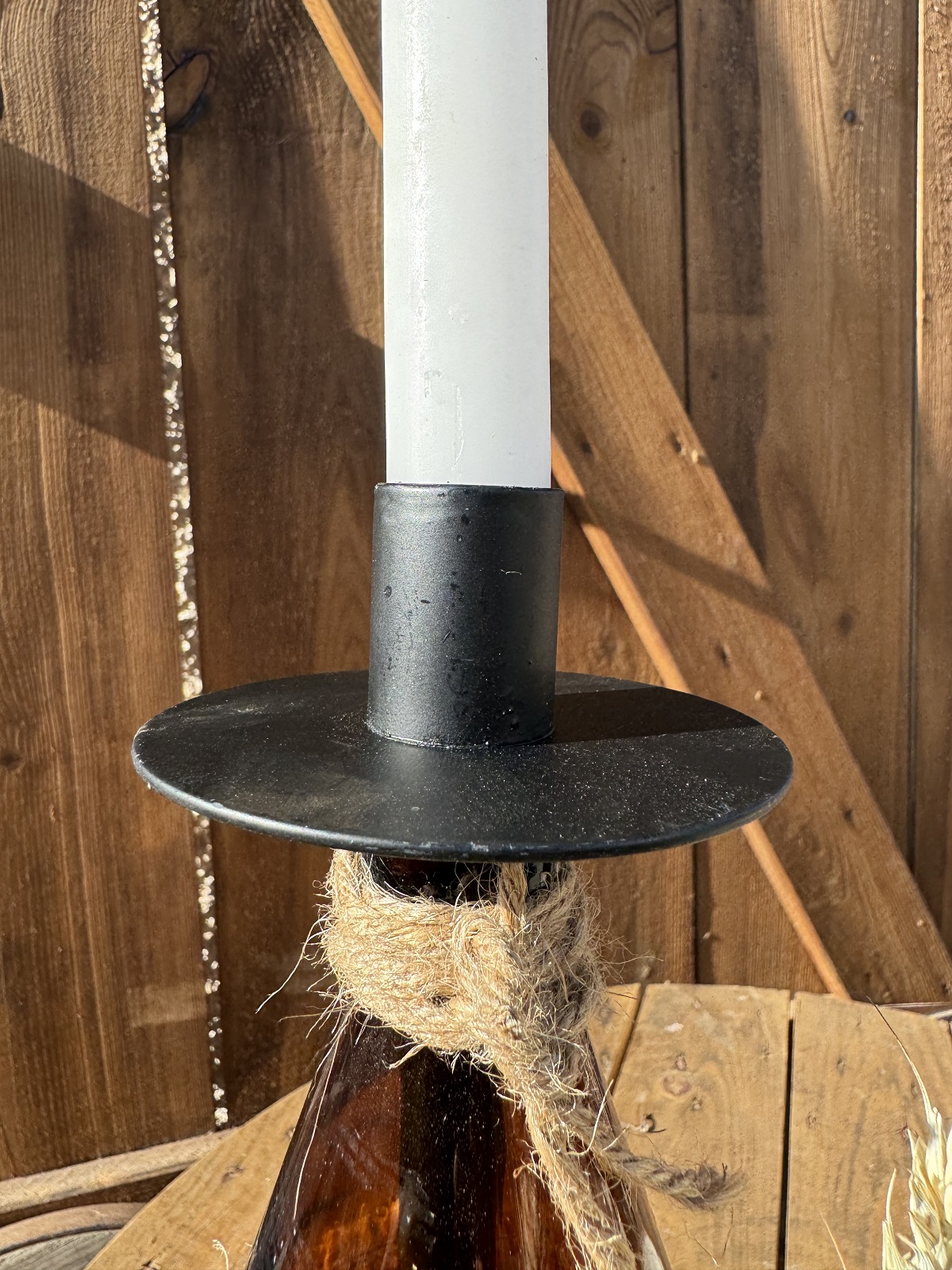 Kerzenhalter schwarz für Flaschen - Höhe 12 cm