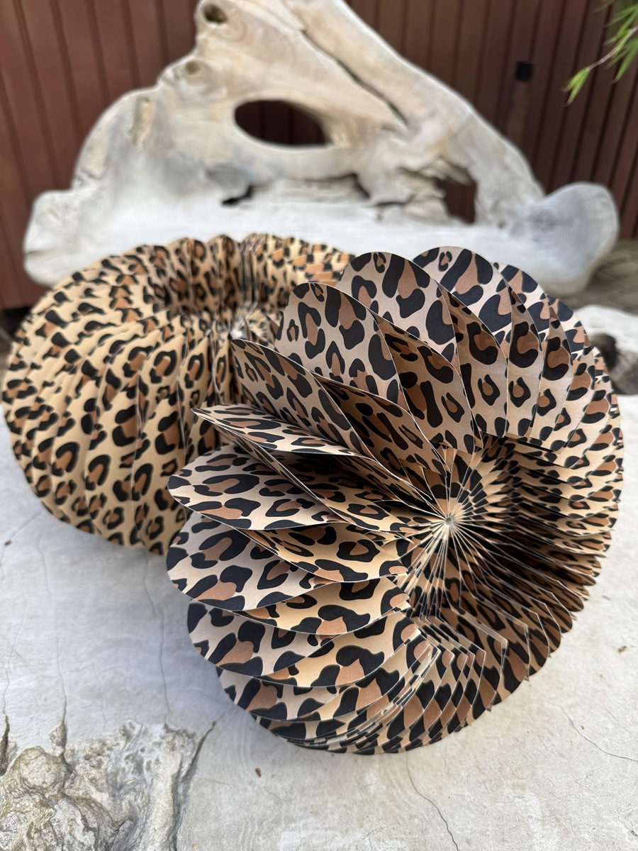 Papiersockel Leomuster groß Naturfarben - Durchmesser 39 cm