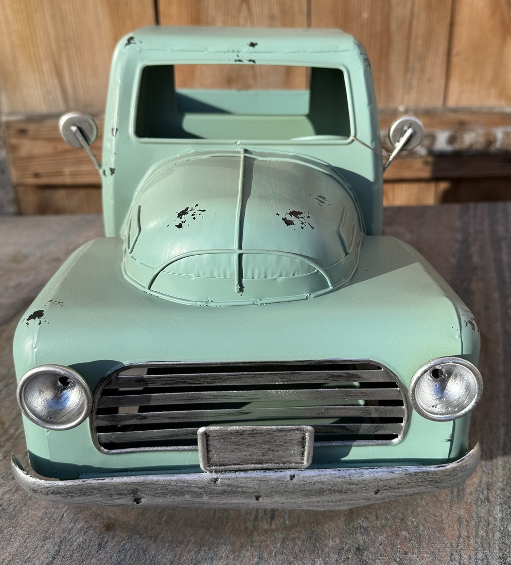 Metall Retro Fahrzeug mint mit offener Ladefläche - Länge ca. 42 cm