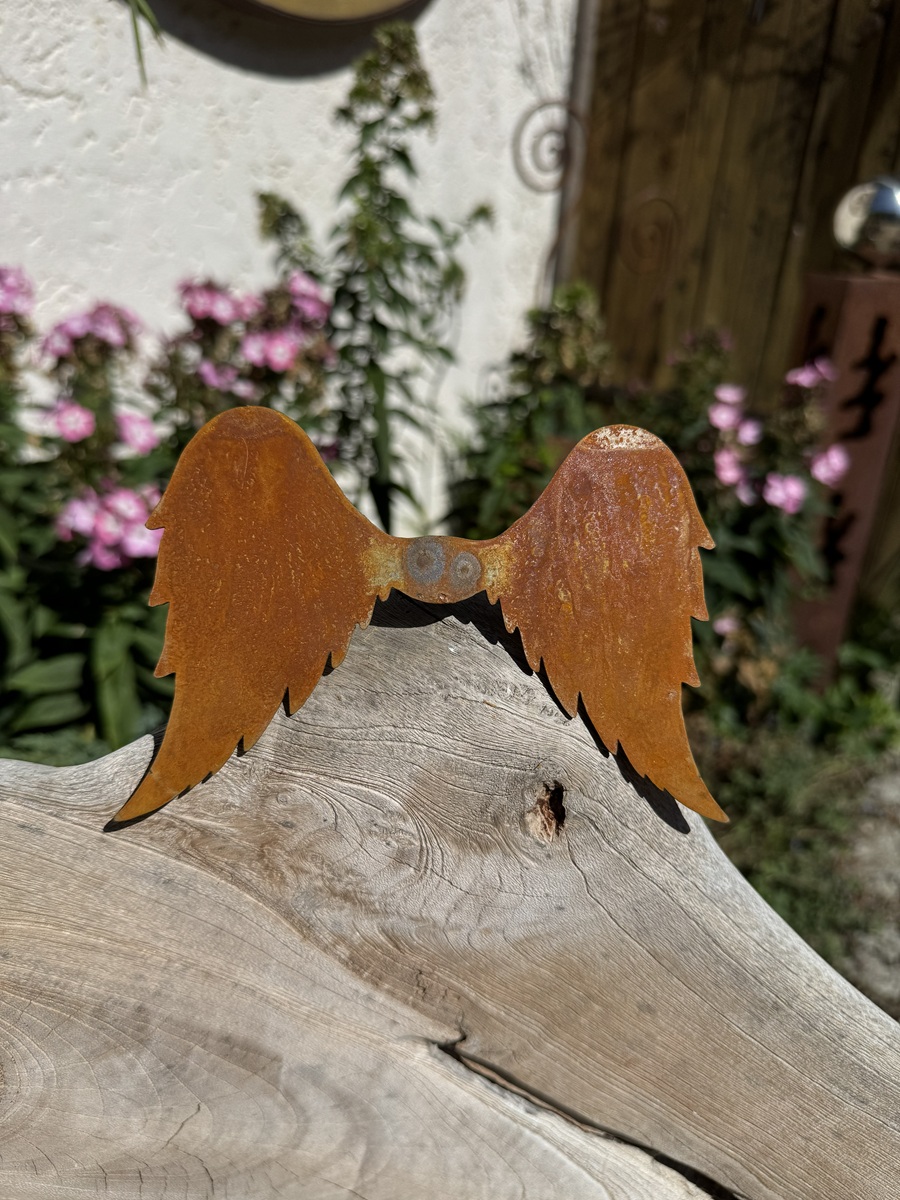 Edelrost Flügel Carolina klein mit Schraube – Breite 15 cm