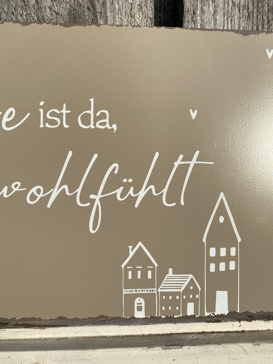 Metall Schild Zuhause ist da, wo sich dein Herz wohlfühlt mit Häusern - 40 x 20 cm