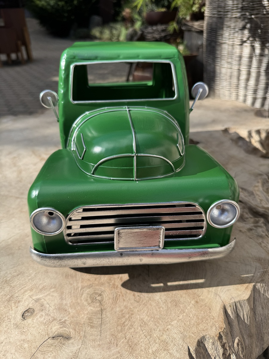 Metall Retro Fahrzeug Truck Dunkelgrün mit offener Ladefläche - Länge ca. 45 cm