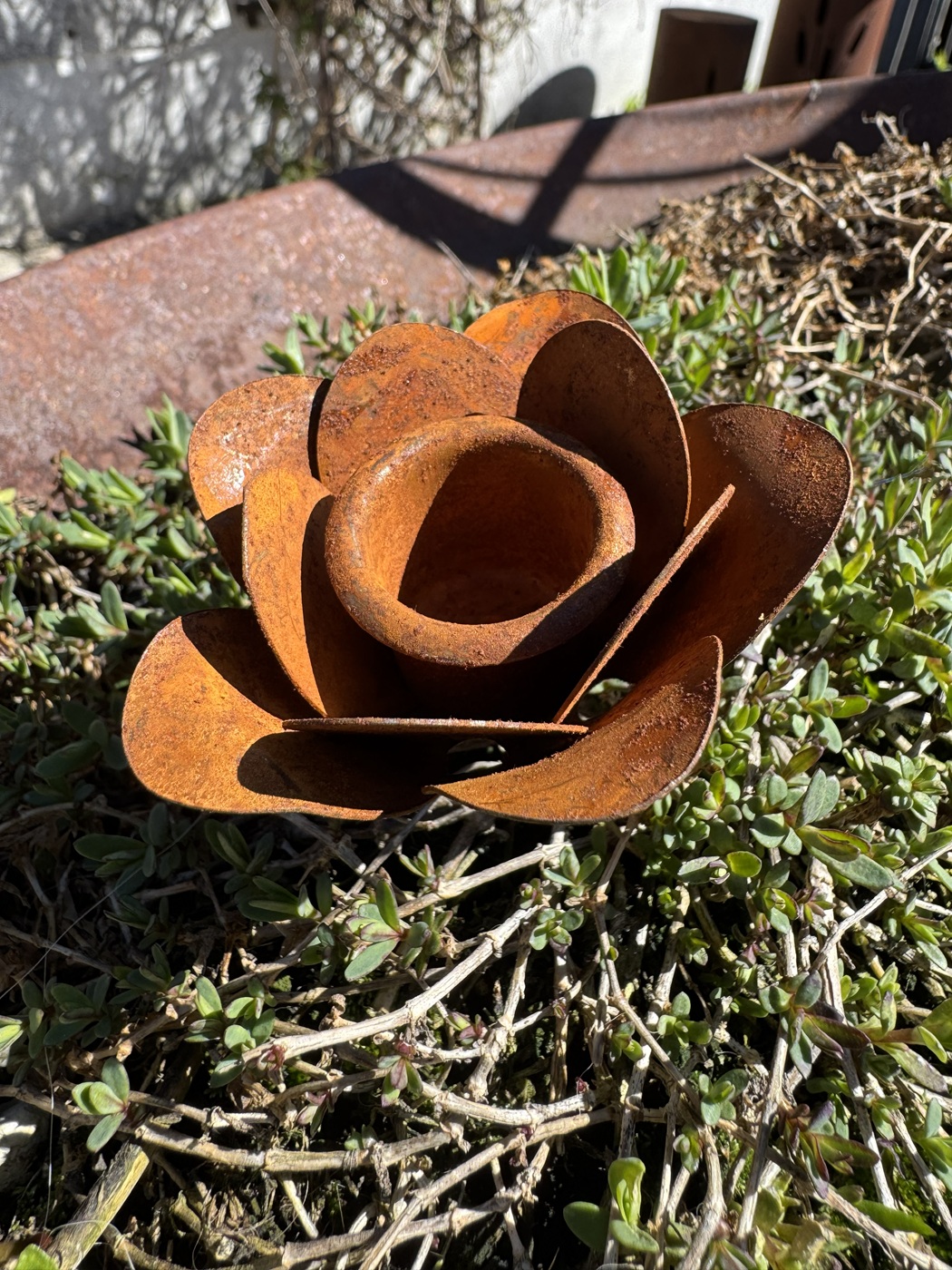 Naturrost Kerzenhalter Rosenblüte auf Spieß - Höhe 11 cm