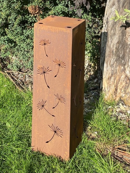 Edelrost Säule Pusteblume konische Form mittel - Höhe 100 cm
