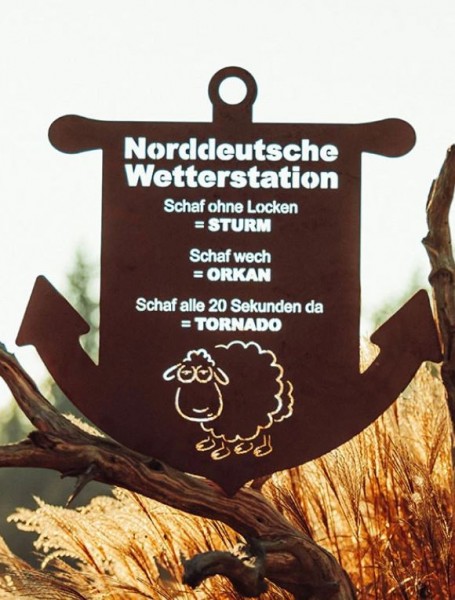 Edelrost Norddeutsche Wetterstation Anker mit Schaf - Höhe 65 cm