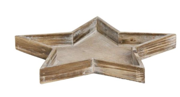 Holz Tablett Stern groß braun - Durchmesser 28 cm