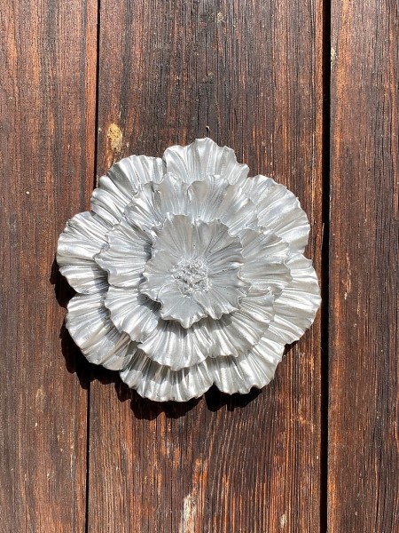 Kunststein Wandblüte runde Form Antik Silber klein - Durchmesser 16 cm