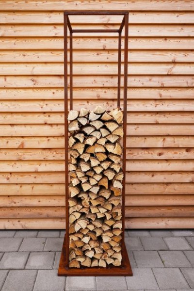Edelrost Holzregal schlicht offene Form - Höhe 180 cm