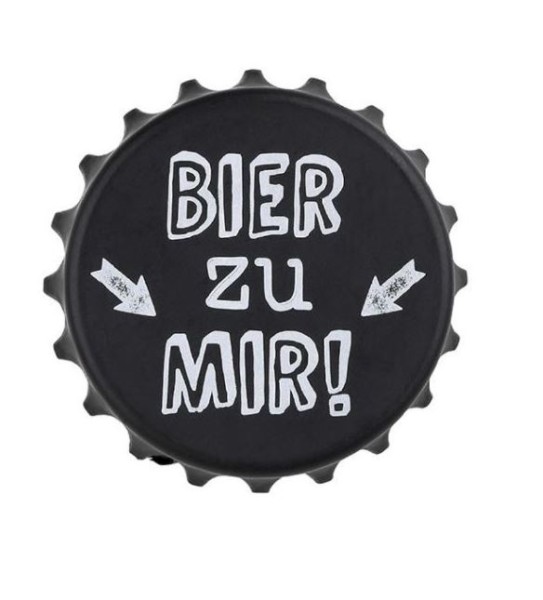 Metall Flaschenöffner Kronkorken schwarz - Bier zu MIR!