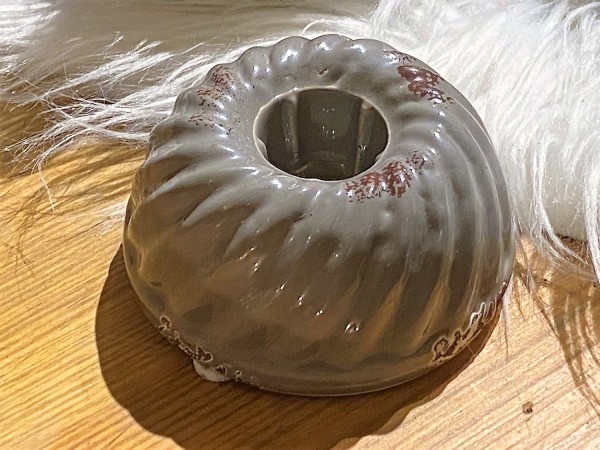 Keramik Kerzenhalter Backform dunkelgrau - Durchmesser 8 cm