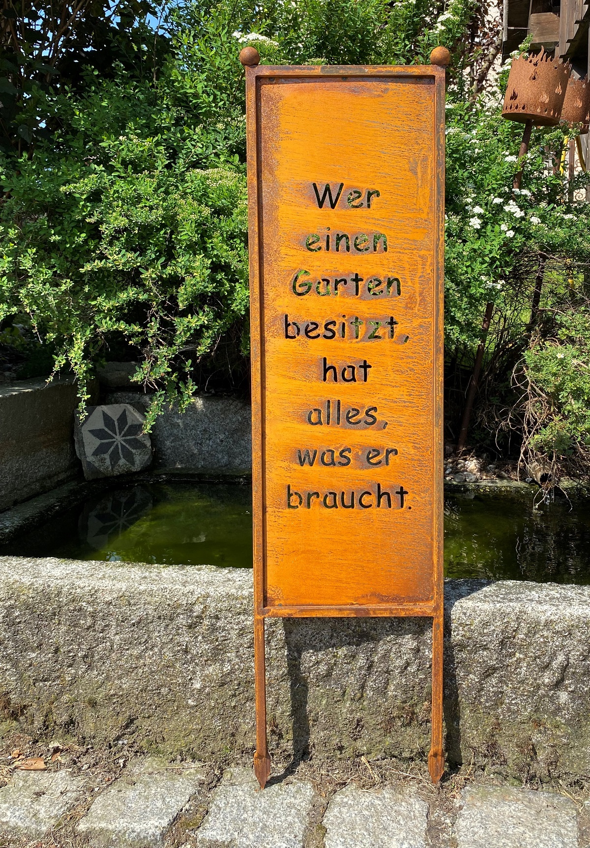 Rostalgie Edelrost Spruchtafel zum Stecken Die Beste Zeit H116 cm Dekoration Garten 