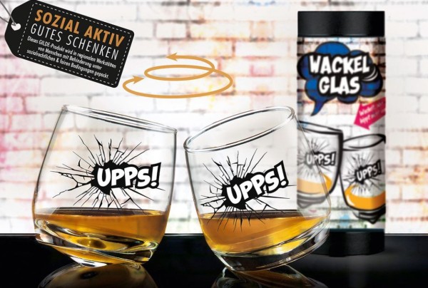 2 teilig Set Whisky Wackelglas - UPPS!
