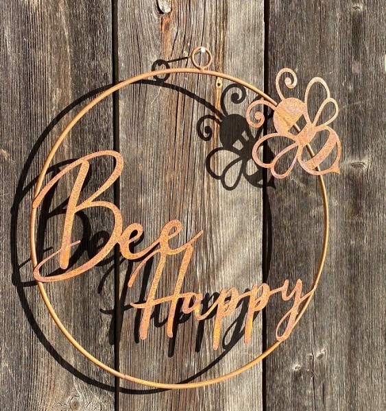 Edelrost Ring Bee Happy mit Biene - Höhe 33 cm