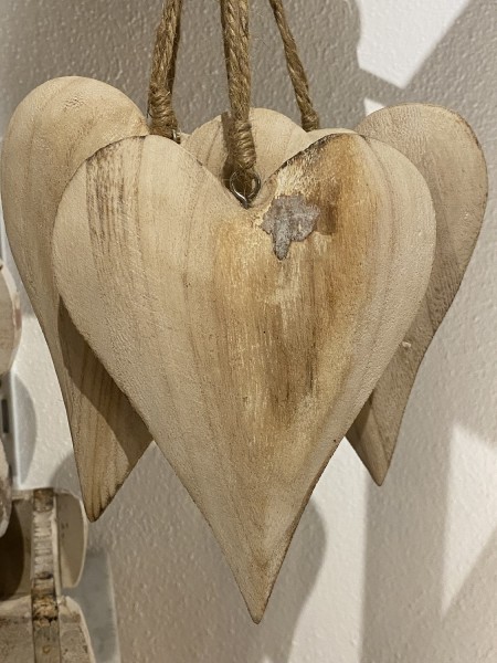 Holz Herz groß naturbelassen zum Hängen - Höhe 16 cm