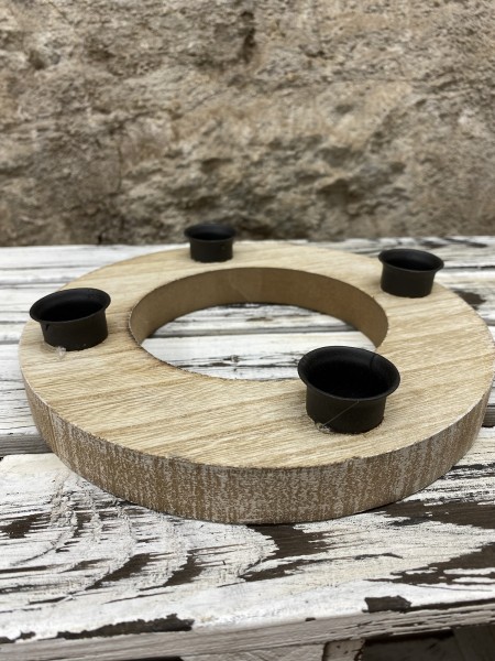 Holz Kerzenhalter runde Form für Stabkerzen - Durchmesser 19 cm