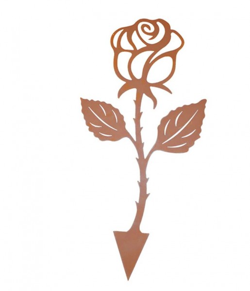 Edelrost Rose klein zum Stecken - Höhe 40 cm