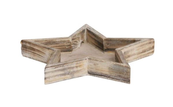Holz Tablett Stern mittel braun - Durchmesser 22 cm