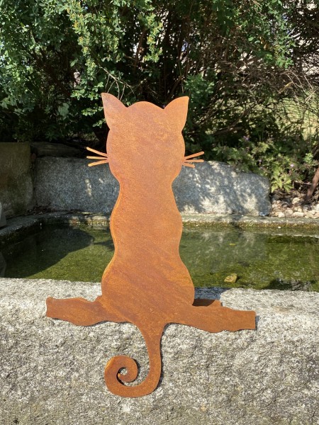 Edelrost Kantenhocker Katze Mimmi - Höhe 46 cm