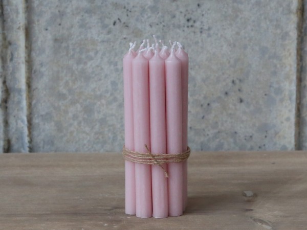 5 Spitzkerzen für Kerzenhalter rosa puder - Höhe 13 cm
