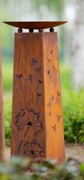 Edelrost Schalenständer Säule konische Form inklusive Schale - Höhe 110 cm
