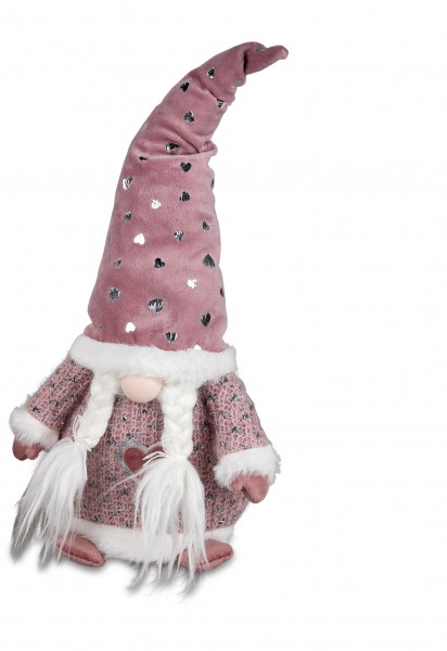 Textil Weihnachts-Wichtel Frau Finnie klein beere - Höhe 42 cm