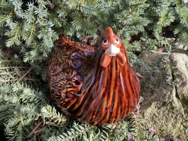 Keramik Huhn Doris dunkelbraun - Höhe 12,5 cm