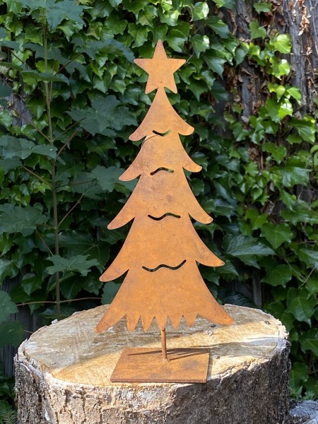 Edelrost Tannenbaum mit Stern groß - Höhe 35 cm