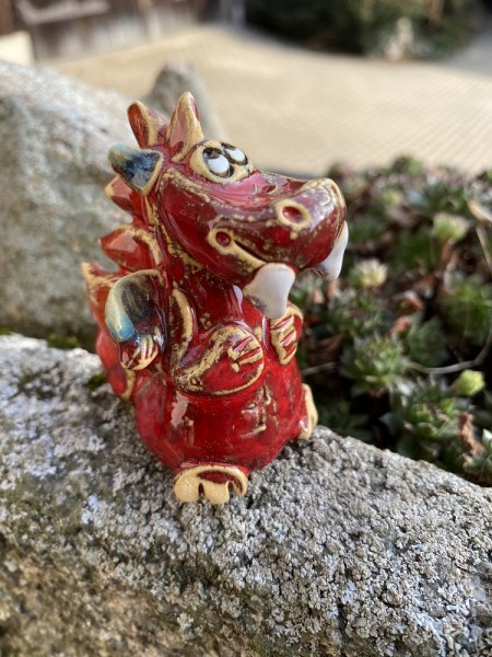 Mini Keramik Drache Rot - Höhe 6 cm