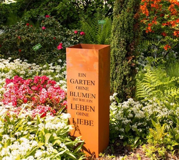 Edelrost Säule Ein Garten ohne Blumen zum Bepflanzen - Höhe 100 cm