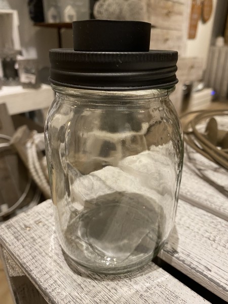 Glas mit Deckel schwarz für Teelichter - Höhe 16 cm