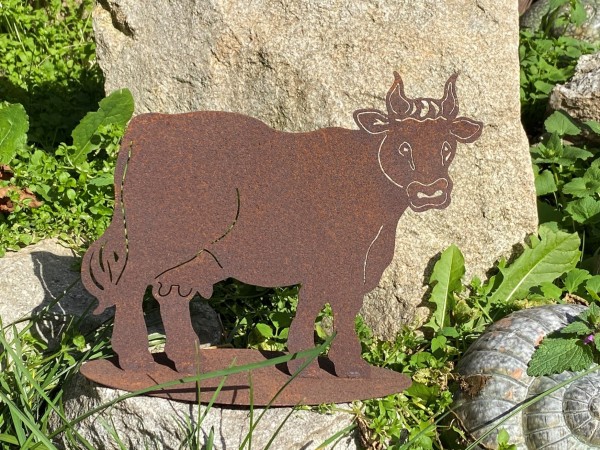 Edelrost Kuh mit Hörnern - Höhe 20 cm