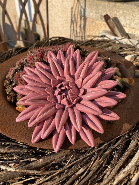 Keramik Deko-Blüte hellrosa - Durchmesser 15 cm