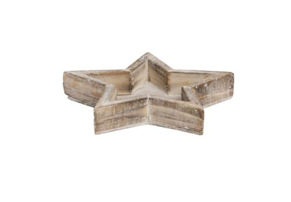 Holz Tablett Stern klein braun - Durchmesser 14 cm