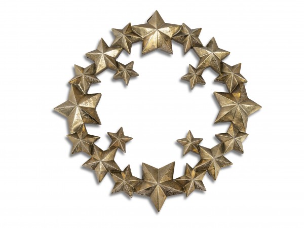 Magnesia Deko-Kranz Sterne Vintage Gold - Durchmesser 26 cm