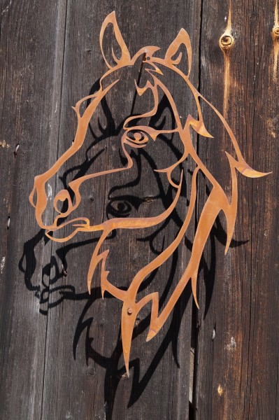 Edelrost Wandbild Pferdekopf zum Hängen