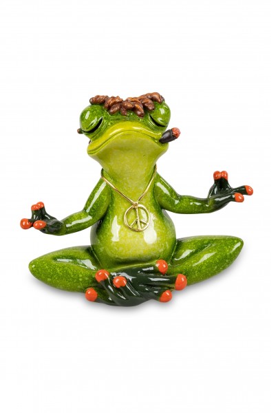 Kunststein Hippie Yoga Frosch mit Zigarre Geschenkartikel