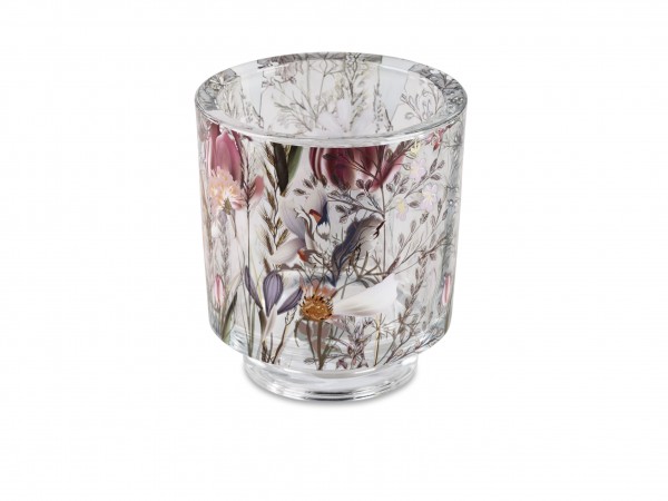 Glas Windlicht Blumenwiese mini - Höhe 8 cm