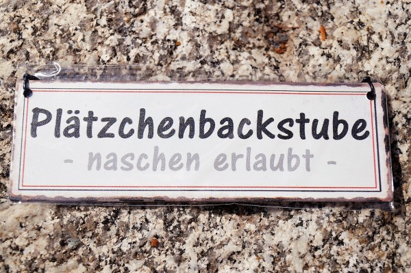 Metall Mini Schild Winterzeit - Plätzchenbackstube