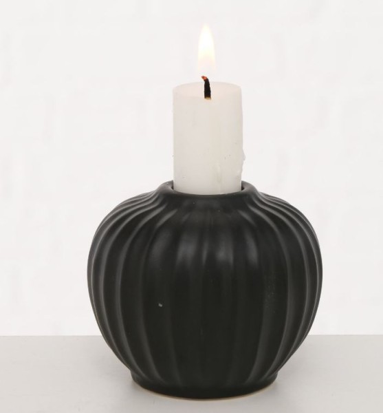 Keramik Mini Kerzenleuchter schwarz - Höhe 7 cm
