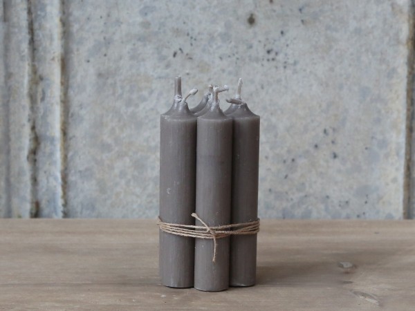 5 Mini Stabkerzen für Kerzenhalter leinen - Höhe 11 cm