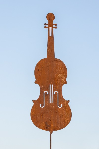 Edelrost Gartenstecker Cello - Höhe 80 cm